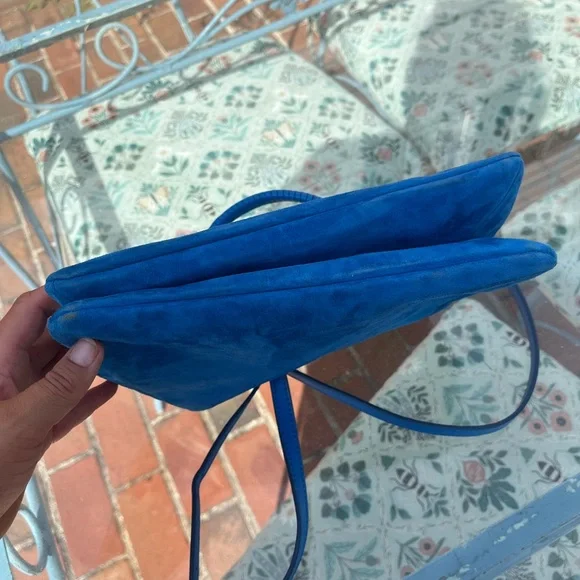 STAUD Valerie Director Blue Suede Bag NWT - Picture 9 of 13